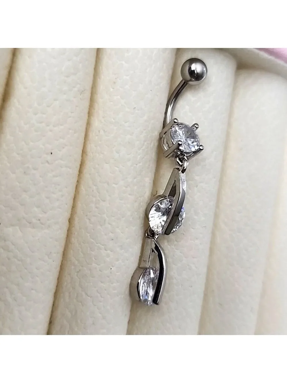 Belly BUTTON RING STAINLESS STEEL  14G  Dangle Gem